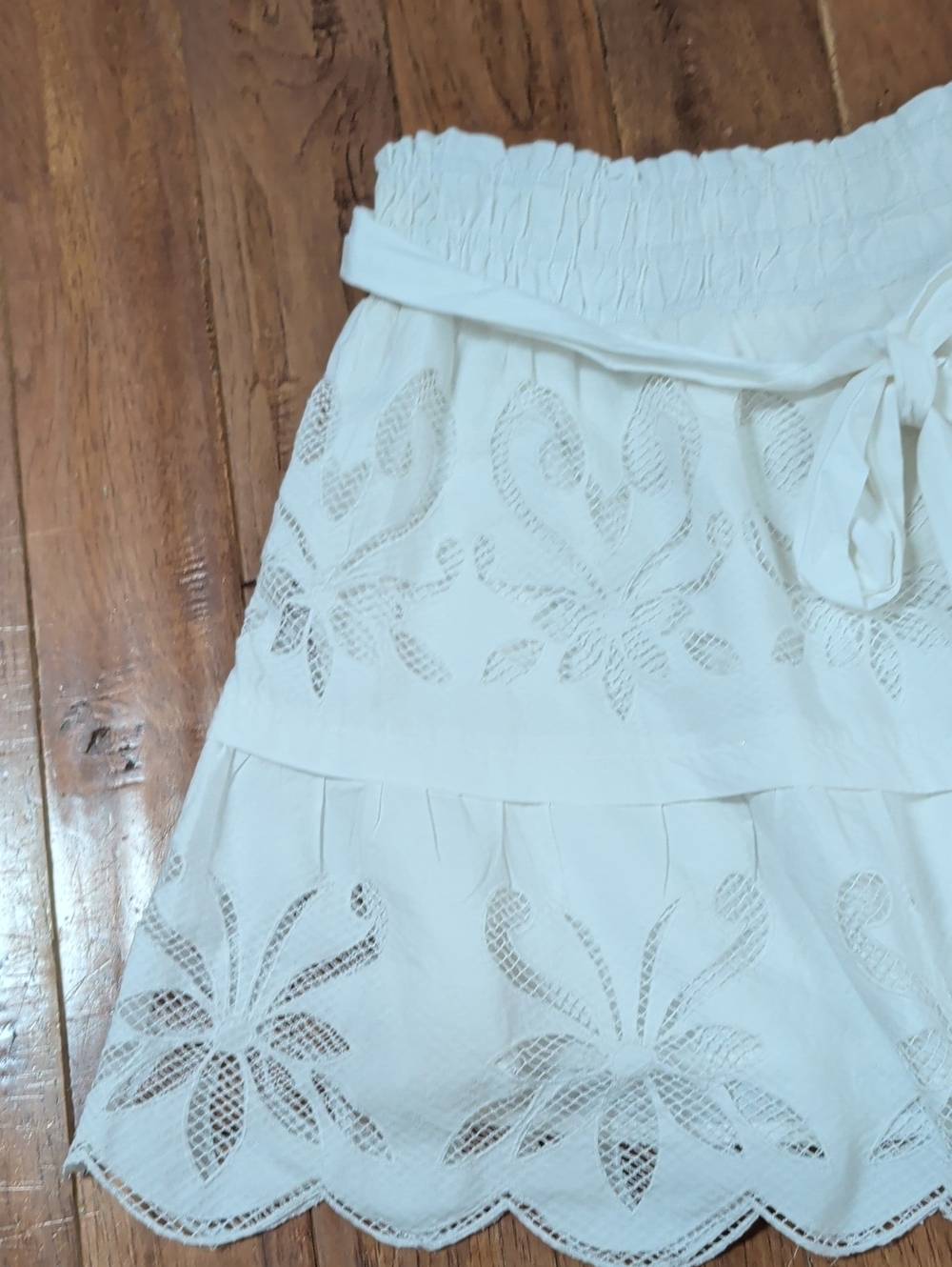 By Anthropologie Somerset Cutwork Edition White Eyelet Tie-Waist Mini Skirt - Picture 4 of 8